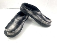 Eddie Bauer Slipper Men 9 MYurt Shoes Black White Plaid Slip on Moccasin
