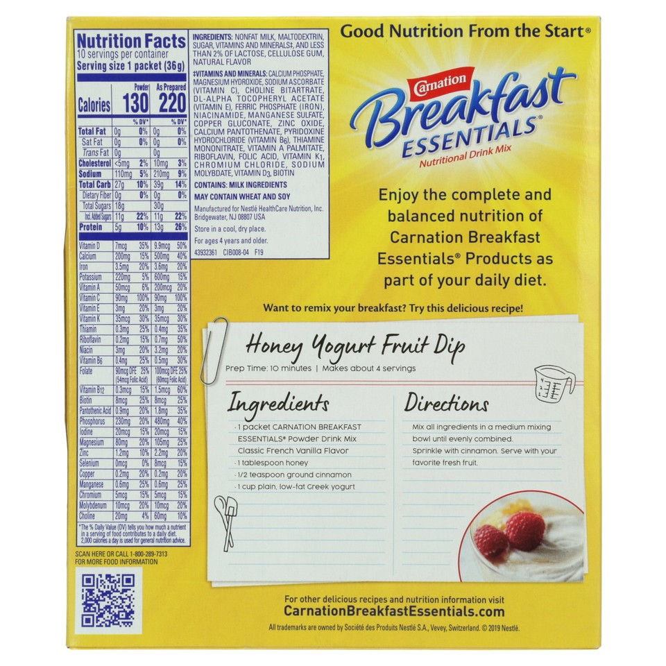 3 pk Powder Nutritional Breakfast Drink Mix, French Vanilla 10 1.26