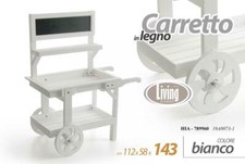 CARRETTO IN LEGNO BIANCO CON LAVAGNA ARREDO GIARDINO 112*58*143 CM HIA-789960