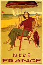 Summer Nice France Beach Sailing Dancing Fashion Vintage Poster Repro FREE S/H