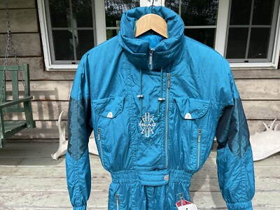 HEAD Vintage 80s Retro Ski Powder Suit Snowsuit Women 10 Slim