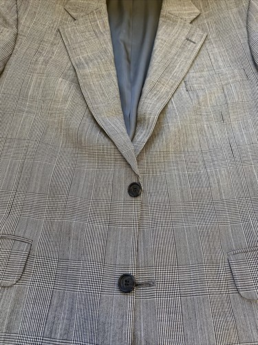Strathmore Men's Black & White Plaid Wool Blazer 44L $495 - Picture 10 of 11
