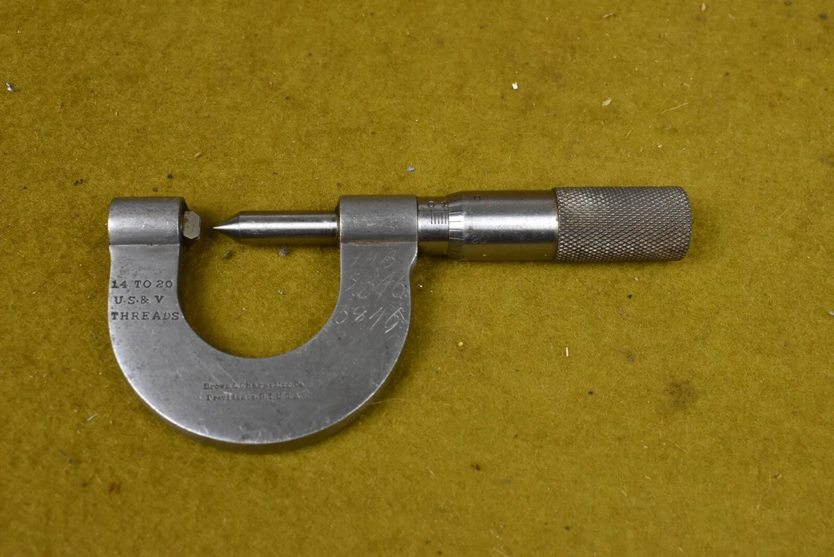 Old Vintage Brown Sharpe Thread Micrometer 14 20 US V Threads