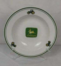 Gibson John Deere 9" Cereal Large Rim Soup Bowl Green Yellow Tractor Deer