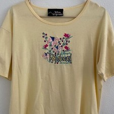 Vintage Disney Yellow Polynesian Resort Embroidered Short Sleeve T Shirt Size L