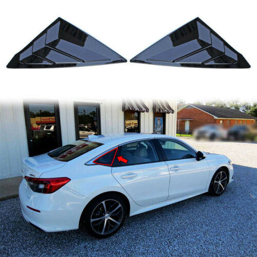 For Honda Civic 2022-2023 piano black Side Vent Window Scoop Louver Cover Trim - Picture 1 of 6