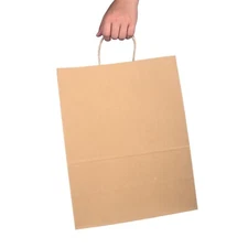 50 Pack - Extra Large Brown Kraft Paper Bags with Handles 18" x 7" x 19"