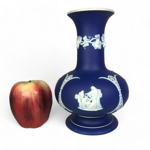 Early 20th Century Wedgwood Cobalt Blue Dipped Jasperware Vase