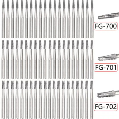 10/20pcs FG701/702/1-5 Dental Carbide Burs Drill Steel Crown High Speed Cutting