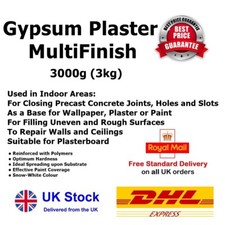 3kg Gypsum Plaster Multi Finish WHITE Repair Filler,Base for Paint etc FREE P&P
