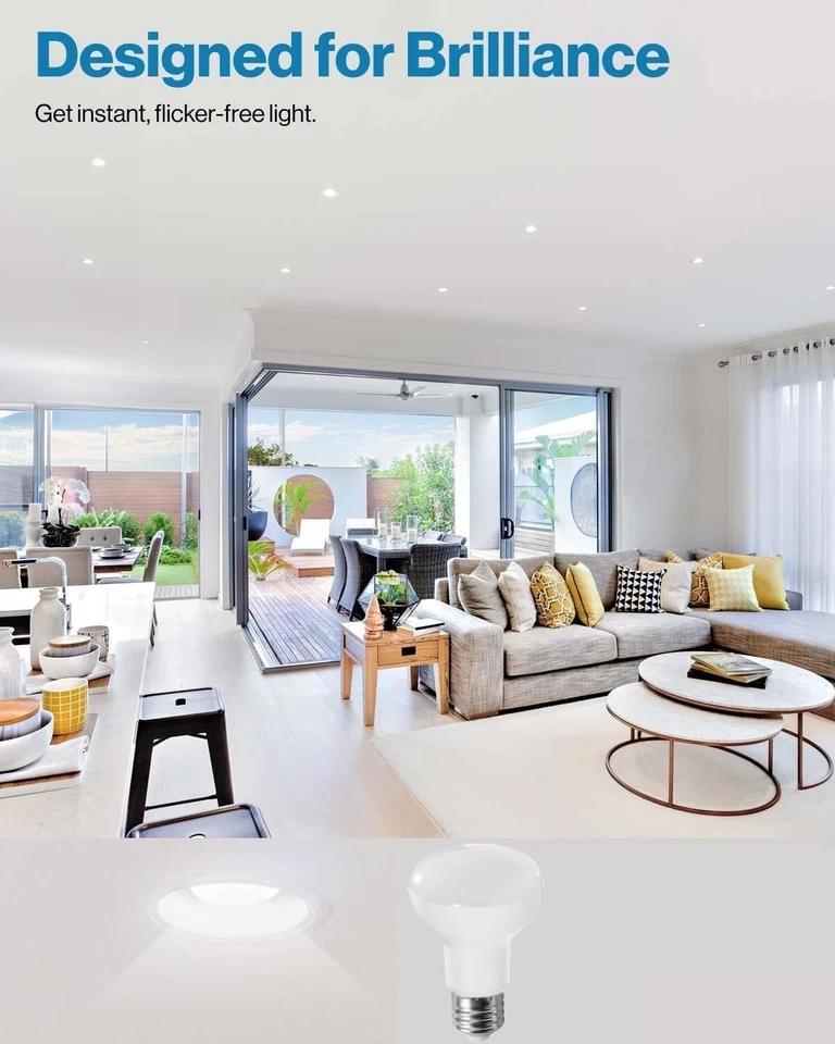 4Pack R20 Reflector Recessed LED Flood Light Bulb, 7.5W(50W), 525LM, 2700K, E26 - Image 4 of 4