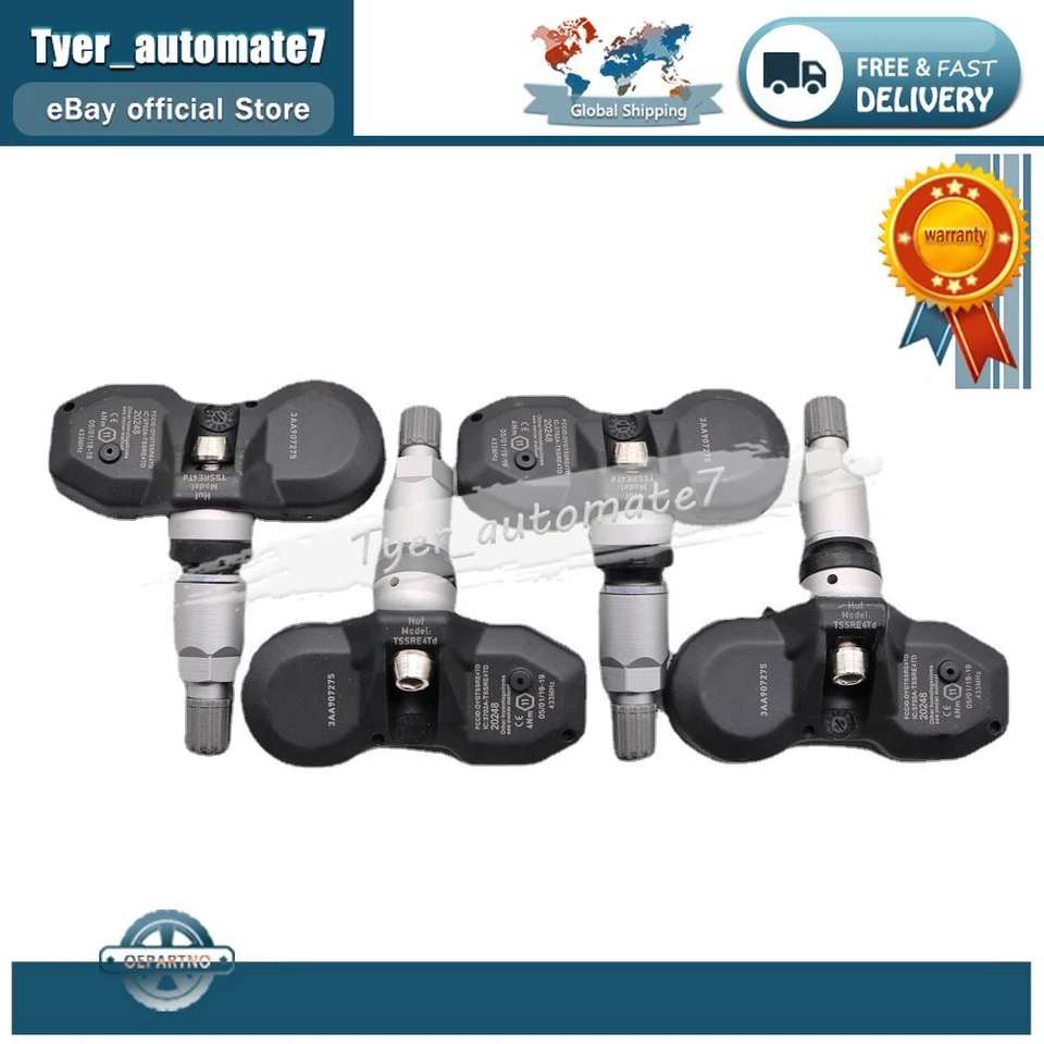 Sensor de pressão dos pneus 4x 433MHz TPMS para 2012-2016 Volkswagen Tiguan CC 3AA907275 - Imagem 2 de 4