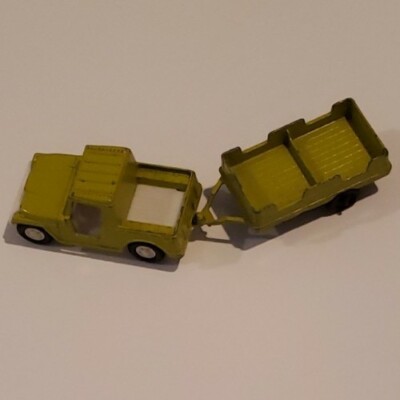 ミニカー TOOTSIETOY LAND ROVER JEEP & TRAILER 1969 TOOTSIETOY JEEP & UTILITY TRAILER MATCHED PAIR LIME