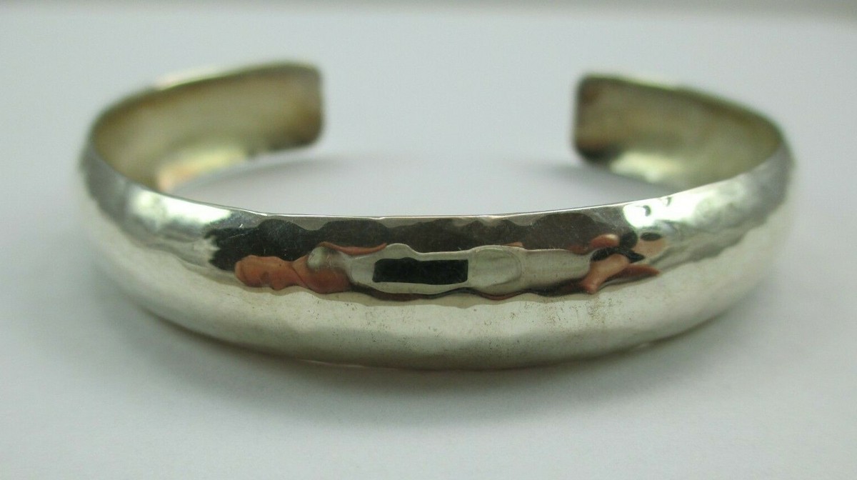 Vintage Hammered Sterling Silver Cuff Bracelet 6.5