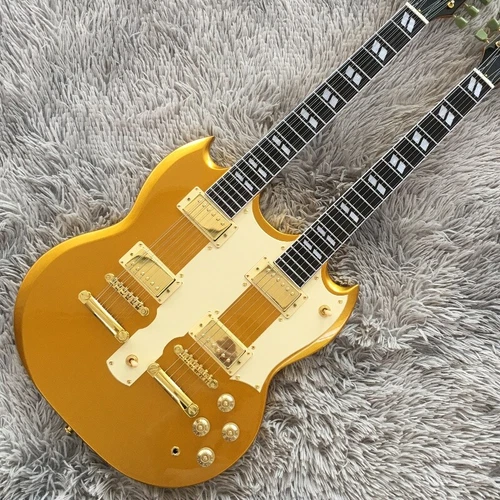 6+12 Strings Double Neck SG Electric Guitar Gold Top Gold Hardware Fast Delivery