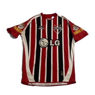Topper Sao Paulo FC Away Jersey Red Black Stripe Kit Soccer Futbol