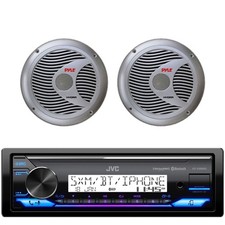 JVC KD-X38MBS 1 DIN Bluetooth USB LED Stereo Receiver, 2x 6.5" Speakers