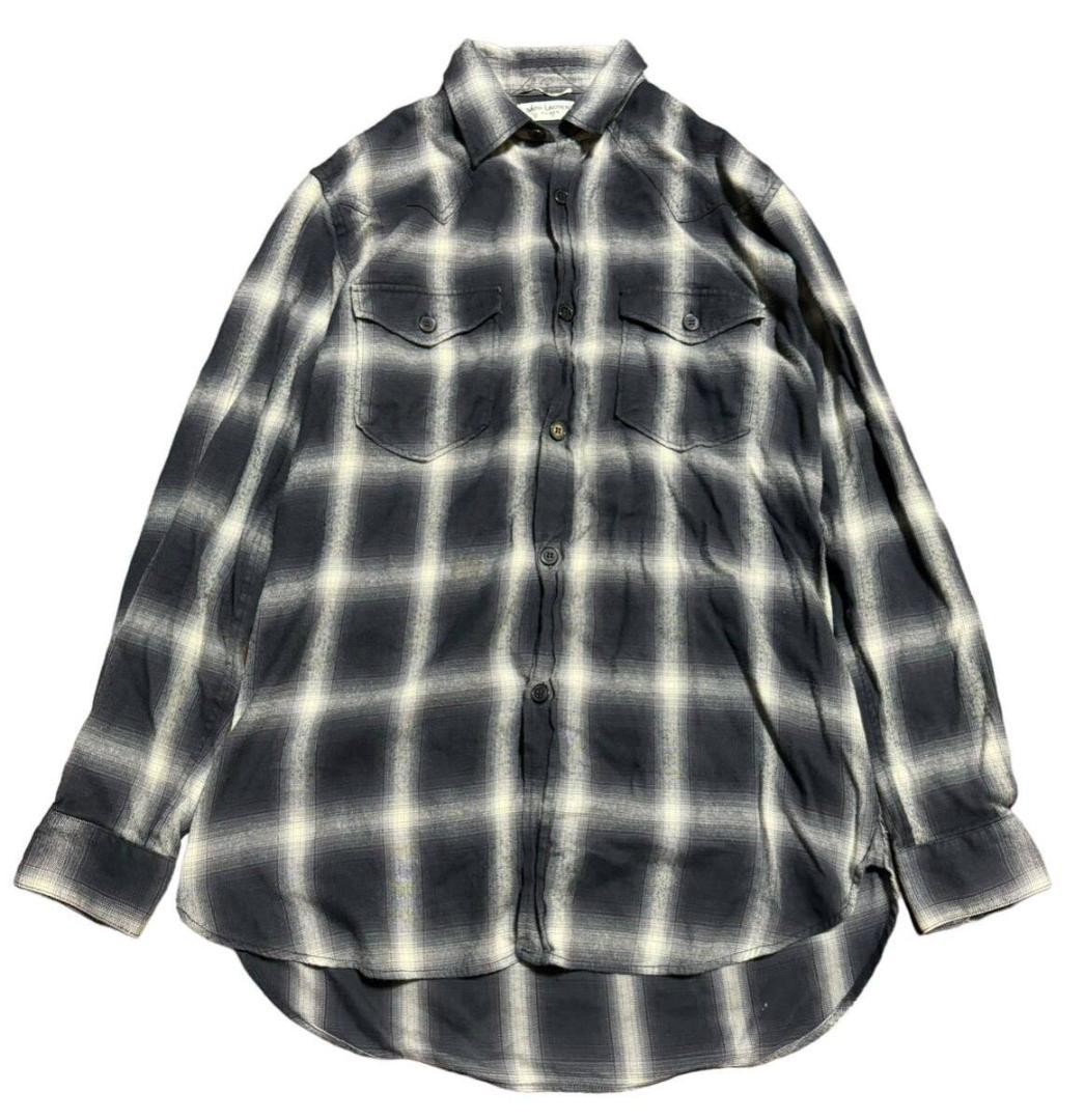 Camicia Saint Laurent Paris EDIZIONE Hedi Ombre Check Tg L Nero Bianco Made inJapan
