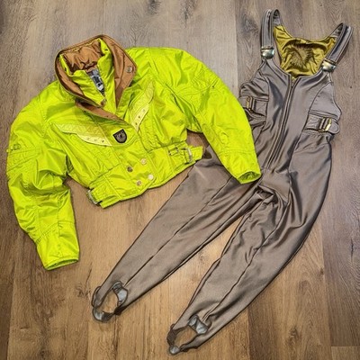 Lafont Ski Suit Snowsuit Womens Jacket Coat Bib Pants Snow Vintage 80s XS Petite