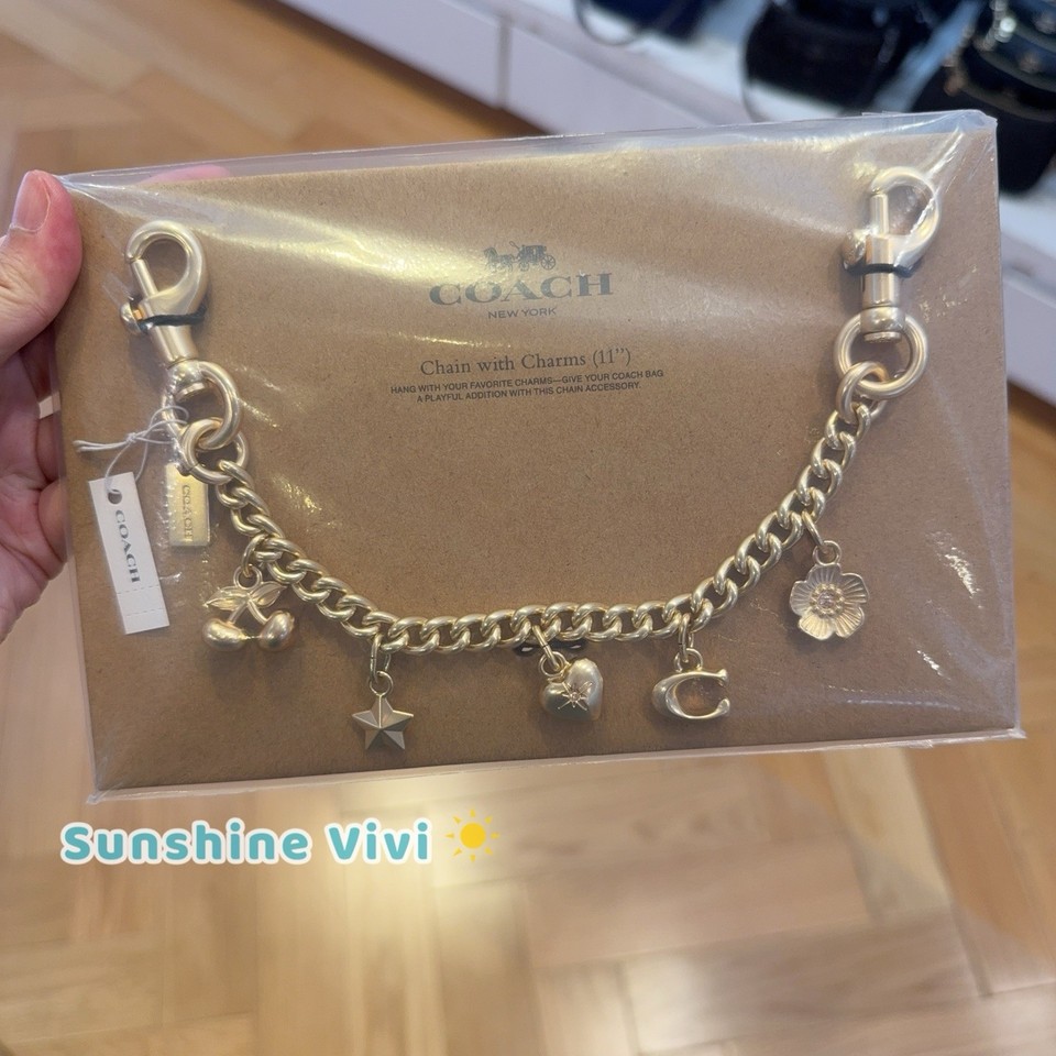 NWT COACH Gold Swagger Bag Chain With Charms CAX00 Gold/Gold | eBay
