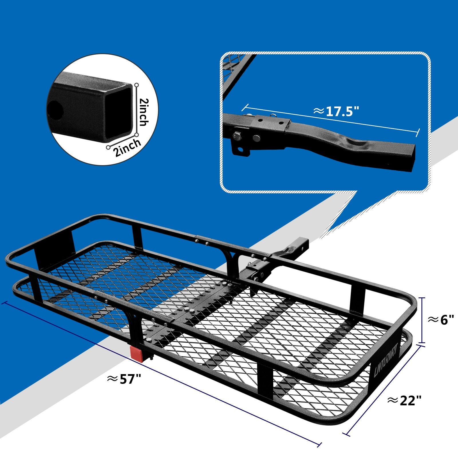 500lb Folding Trailer Hitch Mount Cargo Carrier Basket Rear Luggage Rack Camping