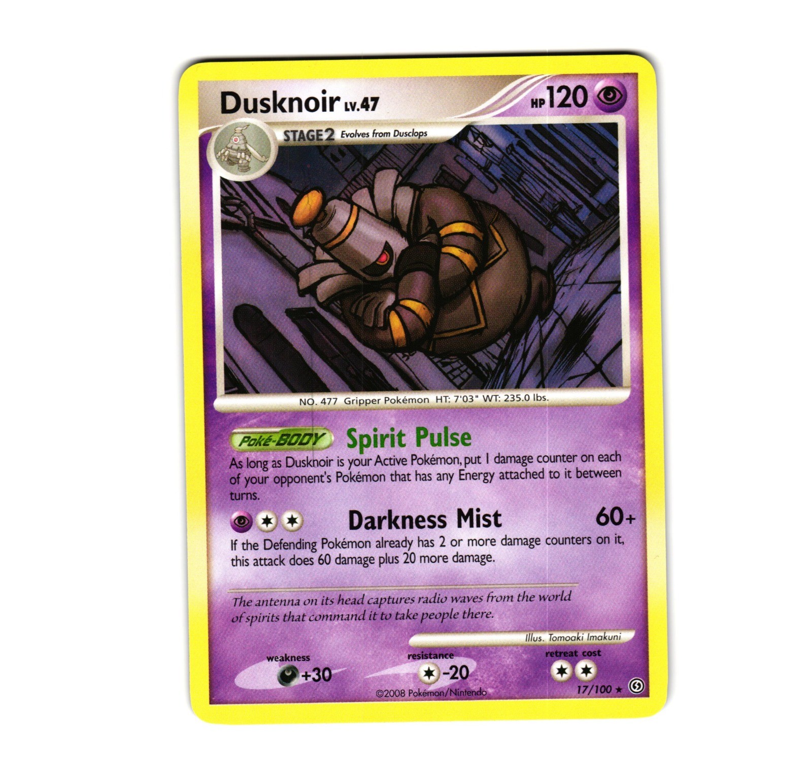 Pokemon Dusknoir (17) 17/100 Stormfront Rare NM