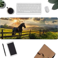 Horse Mouse Pad，Gaming Keyboard Desk Mat，Laptop Computer Protector with Non-S...