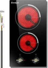 2 Burner Electric Cooktop - 12 Inch Electric Stove Top 3000W, 220V