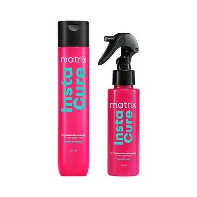 MATRIX InstaCure Shampoo 350ml +Porosity Spray 100ml Liquid Protein Damaged Hair