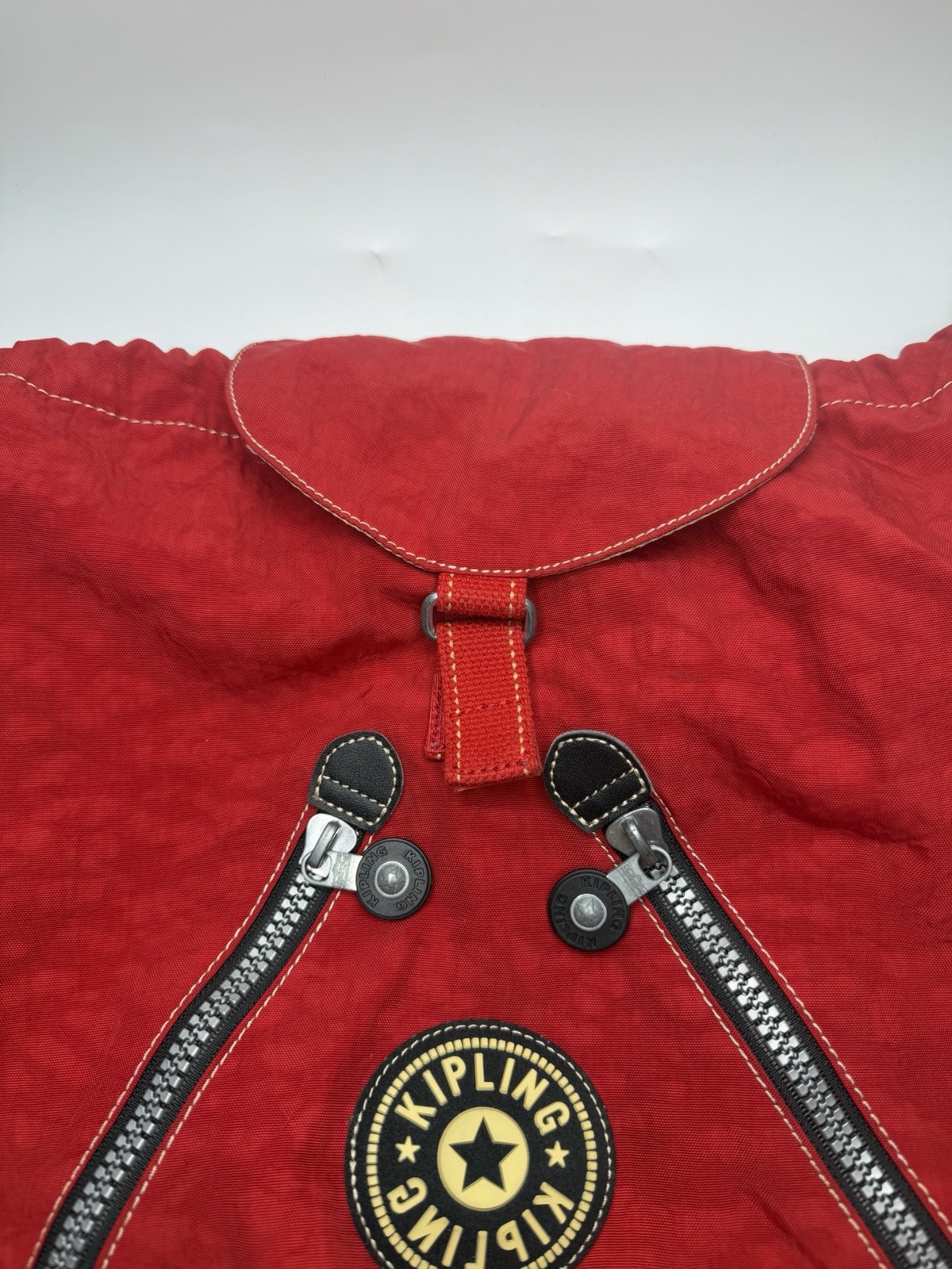 Kipling Vintage Red Drawstring Backpack Rucksack … - image 4