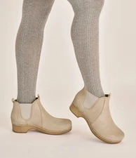 Dansko Becka Champagne Suede Shoe Clog Bootie Size 7.5 38 Sparkle