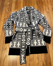 Veronica Beard Carrington Cardigan Wrap Sweater 100% Wool Jacquard Aztec Print