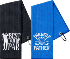 2Pcs Funny Golf Towel Gifts, Microfiber Embroidered Golf Towels for Bags with Cl