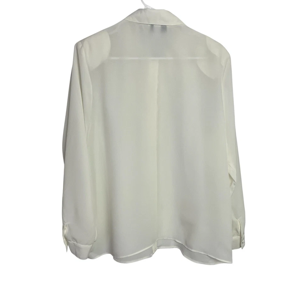 Vintage Kathy Che Blouse Womens 16 White Beaded Floral Victorian 80s 90s USA - Image 3 of 4