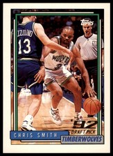 1992-93 Topps #244 Chris Smith RC Rookie Minnesota Timberwolves Card EX MT. rookie card picture