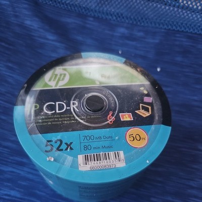 HP CD-R 700MB 52X Logo Branded Blank Discs - 50 pack Bulk Wrap, Recordable Media