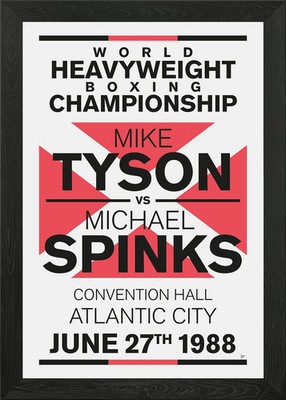 1988 Tyson vs Spinks gerahmtes Wandbild Poster Druck Bild