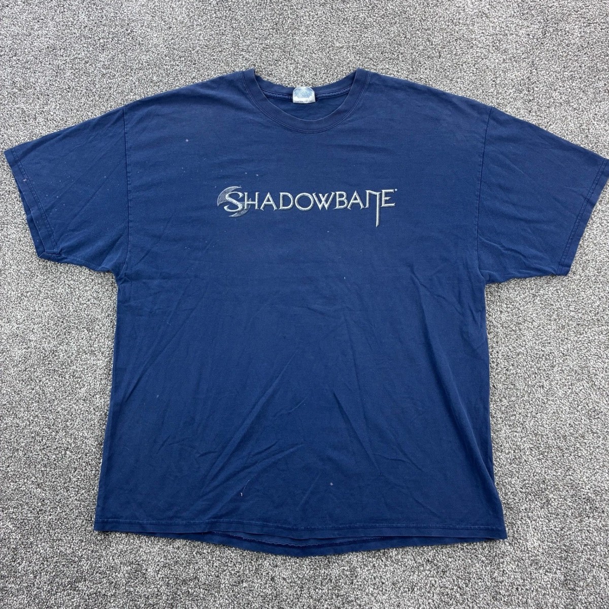 Vintage Y2K Shadowbane Shirt Mens 2XL Navy Blue Sword Video Game MMORPG Ubisoft