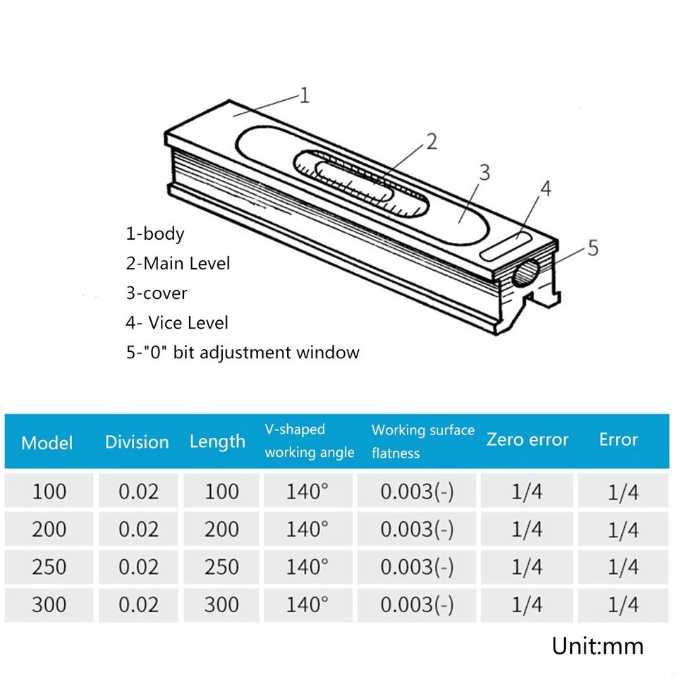Precision-Spirit Level Measuring 0.02mm 100/150/200 Levels Tool Industrial - Image 3 of 4