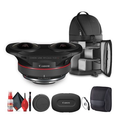 Canon RF 5.2mm f/2.8 L Dual Fisheye 3D VR Lens + Sling Backpack + Cleaning Kit +