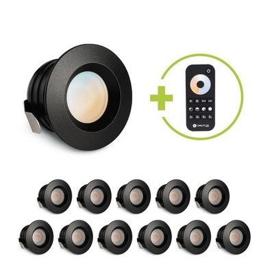 Einbaustrahler Mini flach Torino 3W CCT IP44 - Farbe: schwarz matt - 12er Set