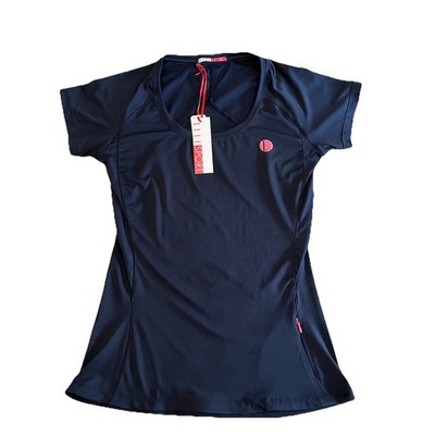 Elle Sport Rage Blue Mesh Panel Running Fitness Top UK 10 *exc cond* active gym