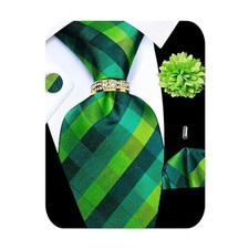 5PCS Tie and Pocket Square Set for Men, Silk Tie and Green Tie Set -250