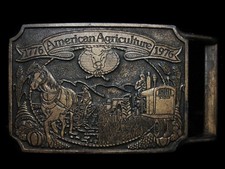 LF11144 VINTAGE 1976 AMERICAN AGRICULTURE 1776-1976 BICENTENNIAL BELT BUCKLE