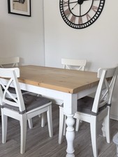 Custom Made Solid Pine Dining Table with 4 Rosentorp Ikea Chairs Collection Only