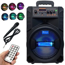 8" 1000W Portable FM Bluetooth Speaker Sound System DJ Party PA Tailgate Remote