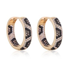 Gold Plated Leopard Print Hoop Earrings with ...