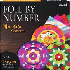 Foil by Number Mandala Coaster Kit, 8 Pc DIY Foil Art Kit for Adults, Just Li...