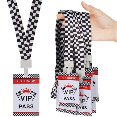 30 Sets Racing VIP Pass Cards with Checkered Racing Lanyards VIP Passes with ...