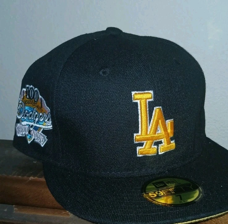 New Era Los Angeles L.A. Dodgers 100 Years Black Gold Hat Fitted 59FIFTY 7 1/4